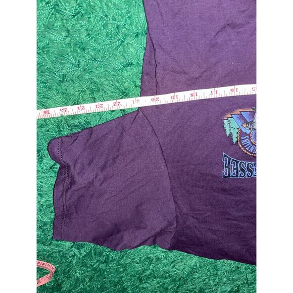Vintage Smoky Mountains Shirt Bear Tee Purple USA Made Jerzees VTG 1995 Large - Picture 7 of 8